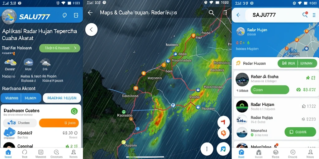 Antarmuka aplikasi SALJU777 menampilkan radar hujan yang akurat dan informatif.