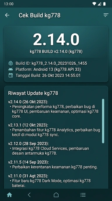 Tampilan riwayat versi kg778